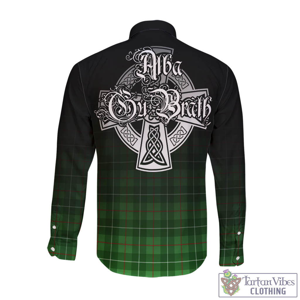 Tartan Vibes Clothing Galloway Tartan Long Sleeve Button Up Featuring Alba Gu Brath Family Crest Celtic Inspired