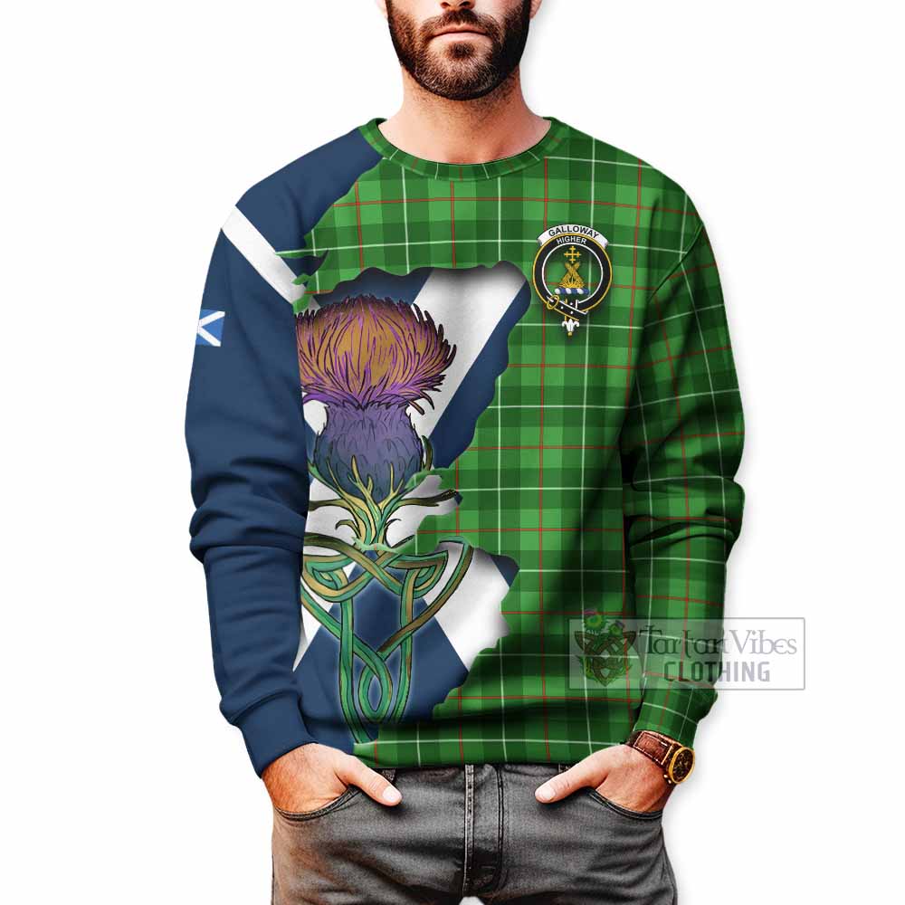 Tartan Vibes Clothing Galloway Tartan Family Crest Sweatshirt Scottish Thistle Celtic Inspired