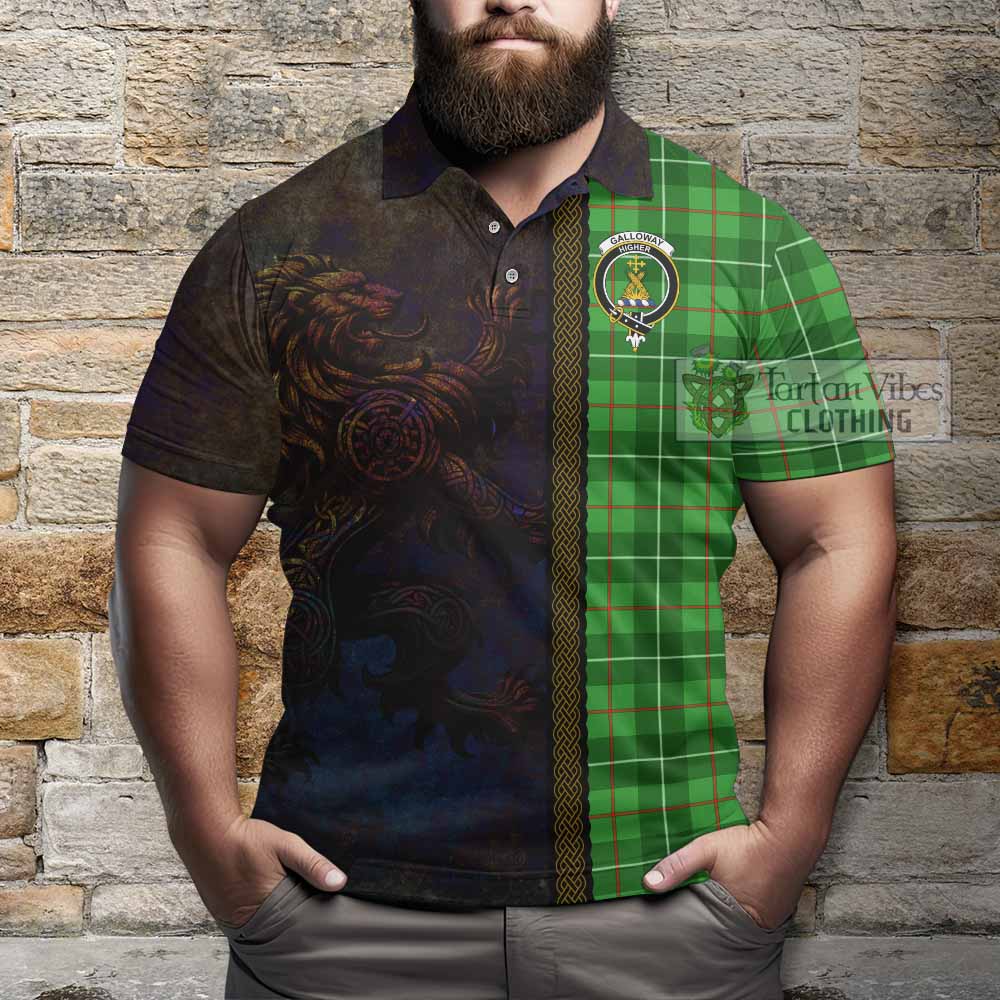 Tartan Vibes Clothing Galloway Tartan Family Crest Polo Shirt Alba Gu Brath Be Brave Lion Ancient Style