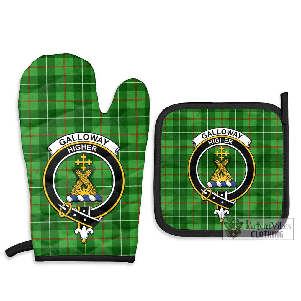 Galloway Tartan Combo Oven Mitt & Pot-Holder with Family Crest Combo 1 Oven Mitt & 2 Pot-Holder Black - Tartan Vibes Clothing