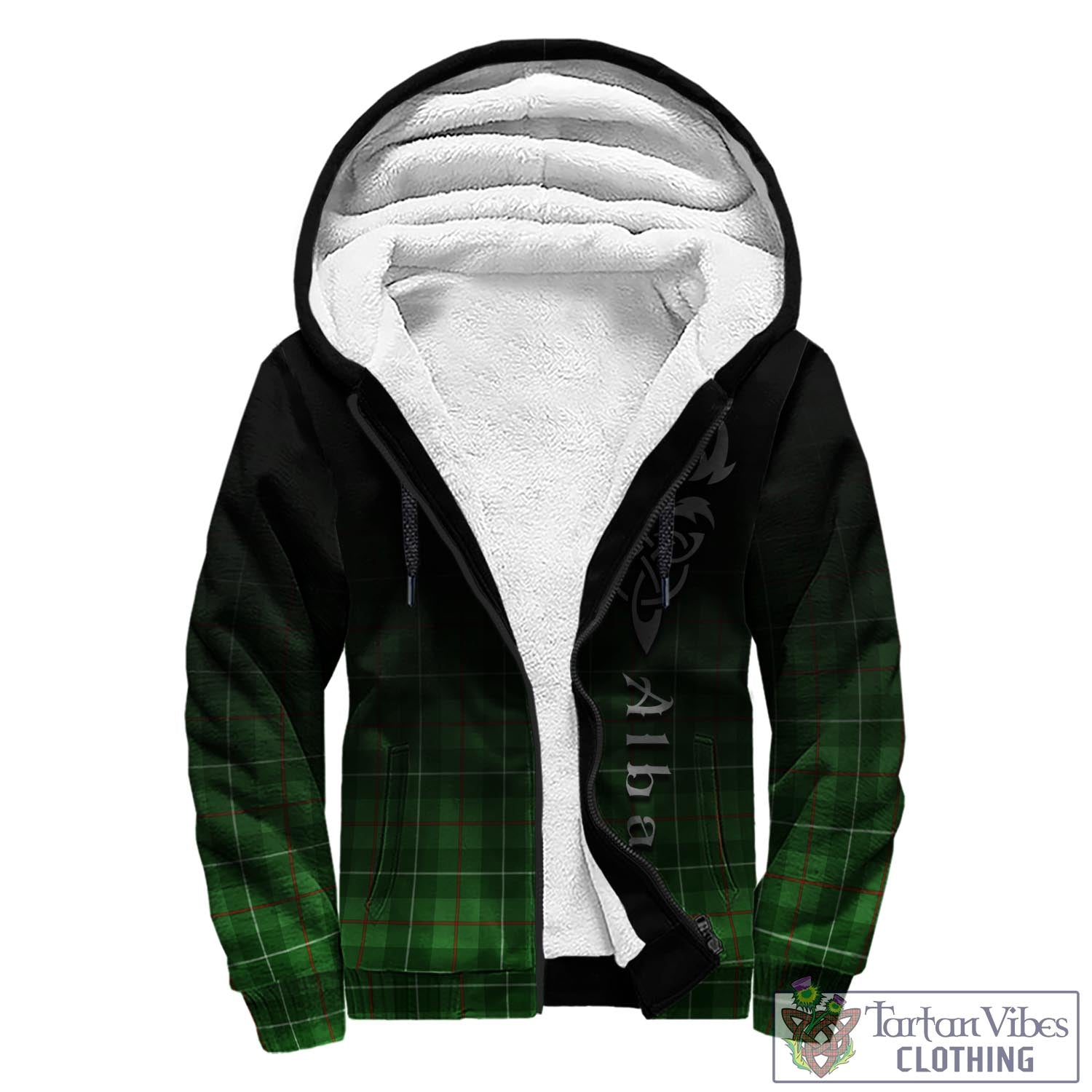 Tartan Vibes Clothing Galloway Tartan Sherpa Hoodie Featuring Alba Gu Brath Family Crest Celtic Inspired