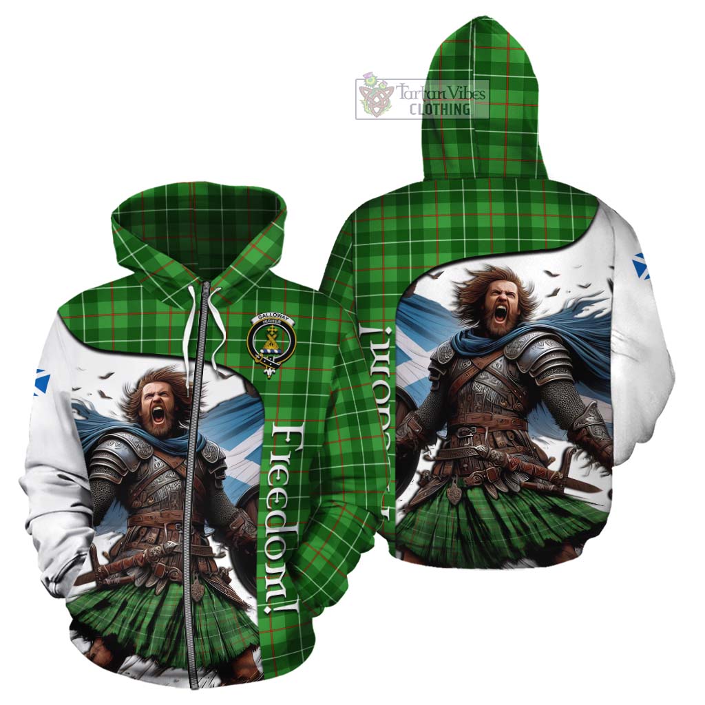Tartan Vibes Clothing Galloway Crest Tartan Cotton Hoodie Inspired by the Freedom of Scottish Warrior
