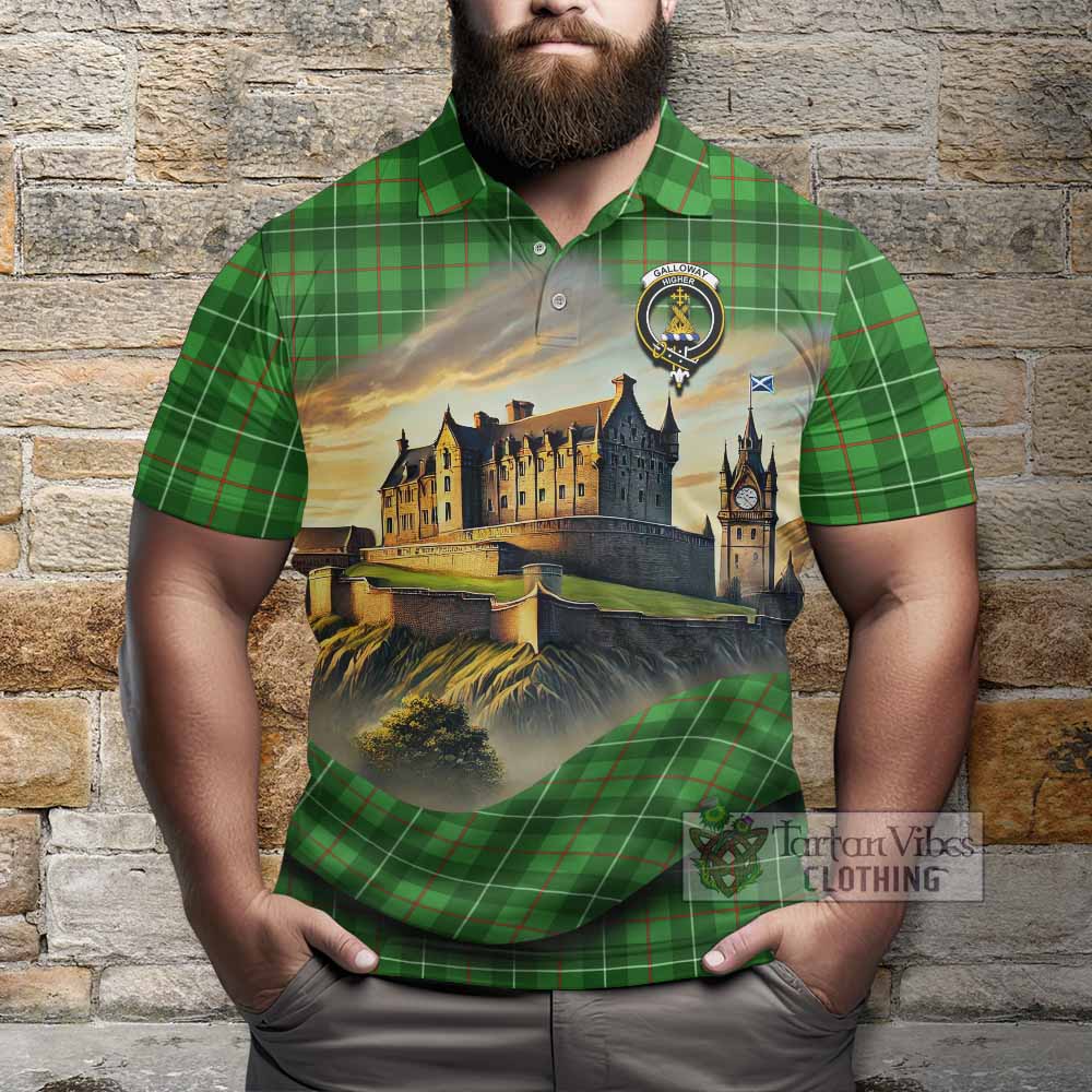 Tartan Vibes Clothing Galloway Tartan Family Crest Polo Shirt with Scottish Ancient Castle Stype