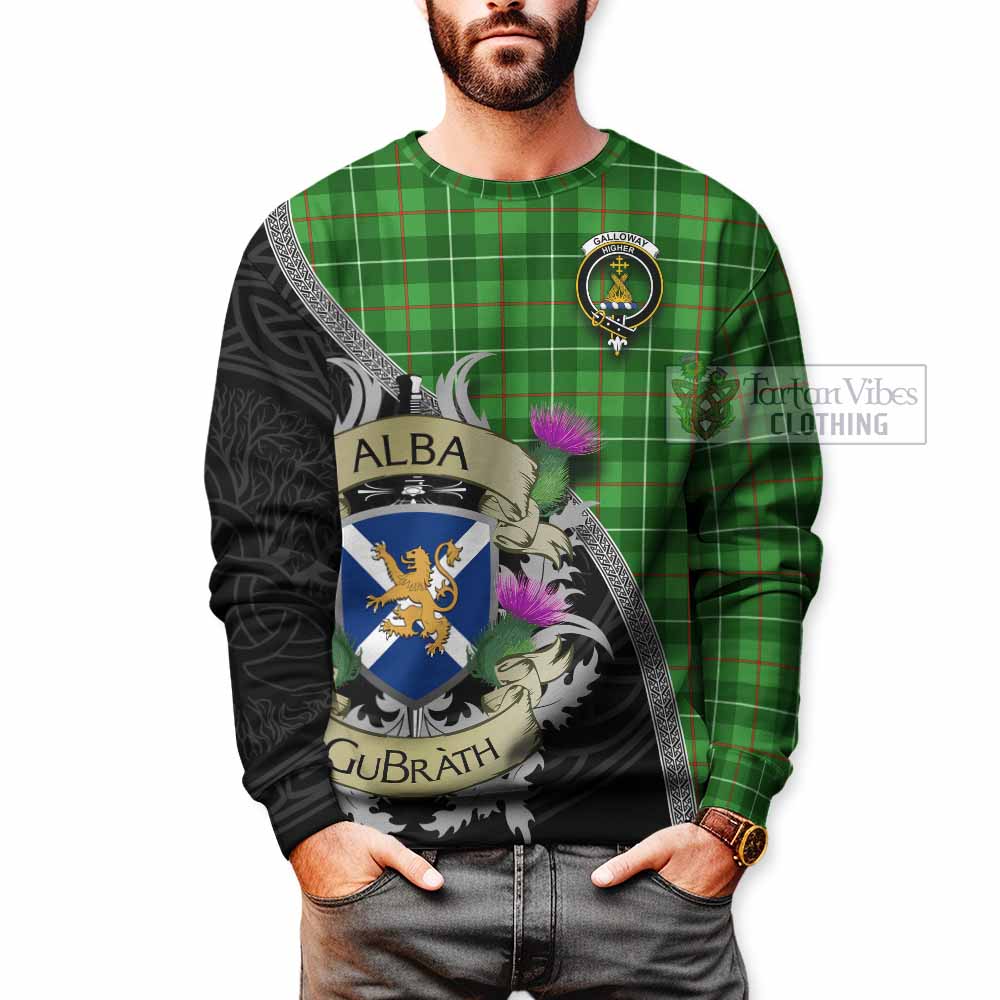 Tartan Vibes Clothing Galloway Tartan Family Crest Sweatshirt Lion Rampant Royal Thistle Shield Celtic Inspired