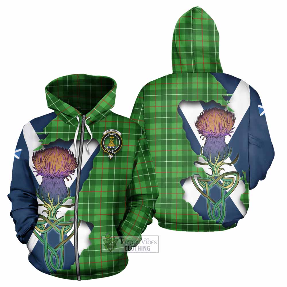 Tartan Vibes Clothing Galloway Tartan Family Crest Hoodie Scottish Thistle Celtic Inspired
