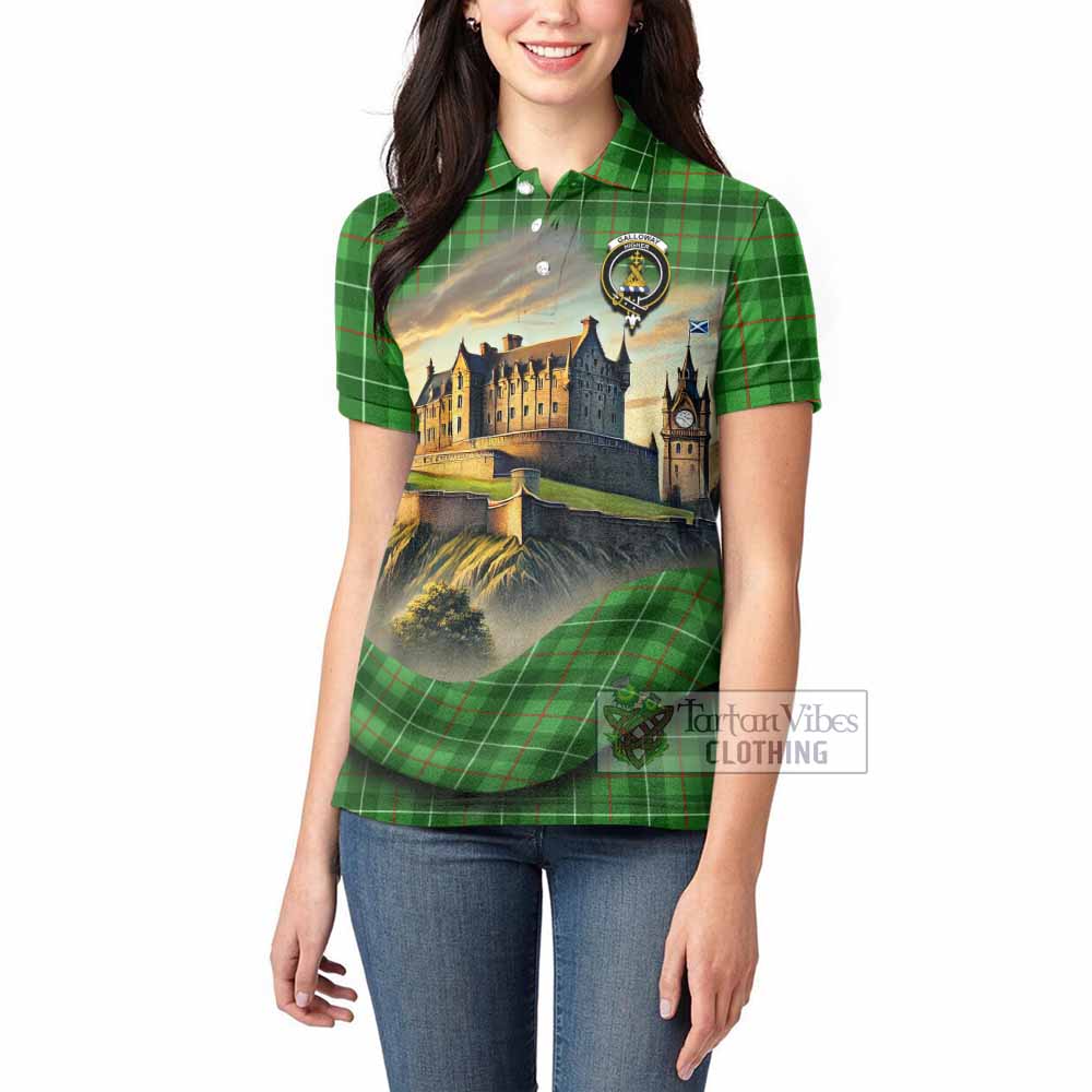 Tartan Vibes Clothing Galloway Tartan Family Crest Women's Polo Shirt with Scottish Ancient Castle Stype