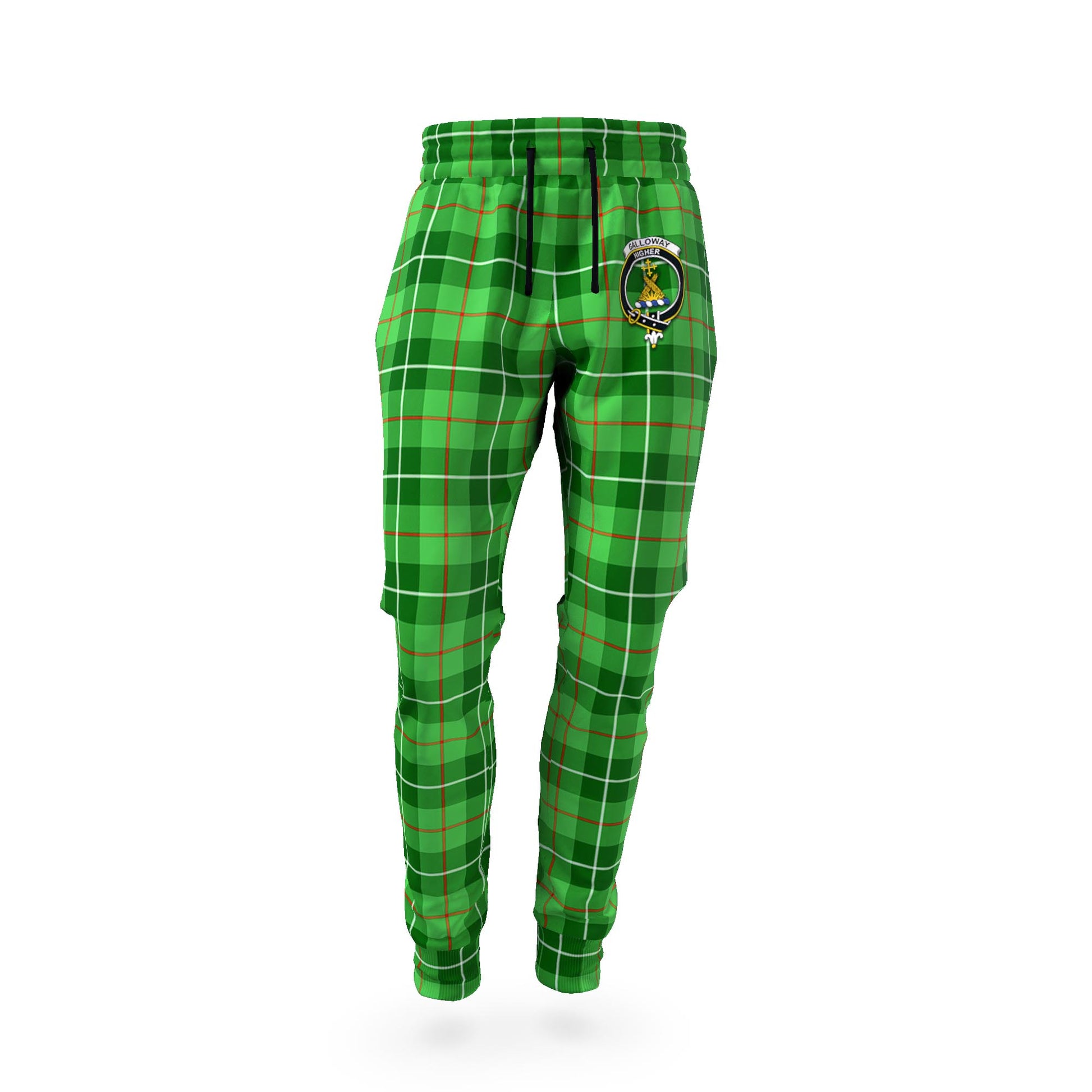 Galloway Tartan Joggers Pants with Family Crest - Tartan Vibes Clothing