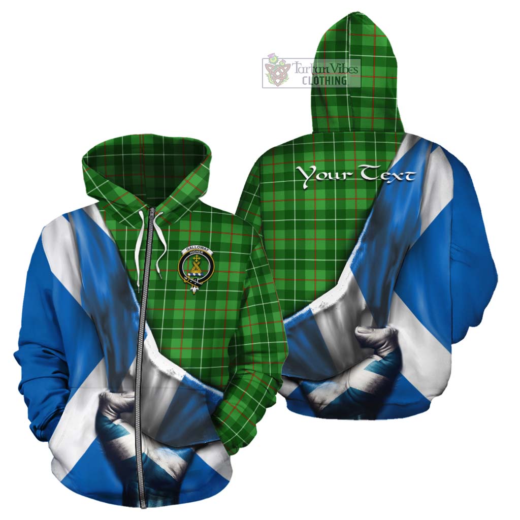 Tartan Vibes Clothing Galloway Tartan Cotton Hoodie with Family Crest Scotland Patriotic Style