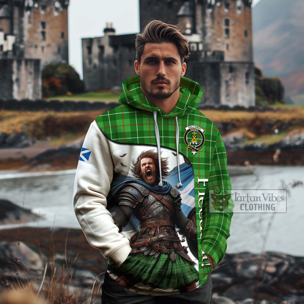 Tartan Vibes Clothing Galloway Crest Tartan Cotton Hoodie Inspired by the Freedom of Scottish Warrior