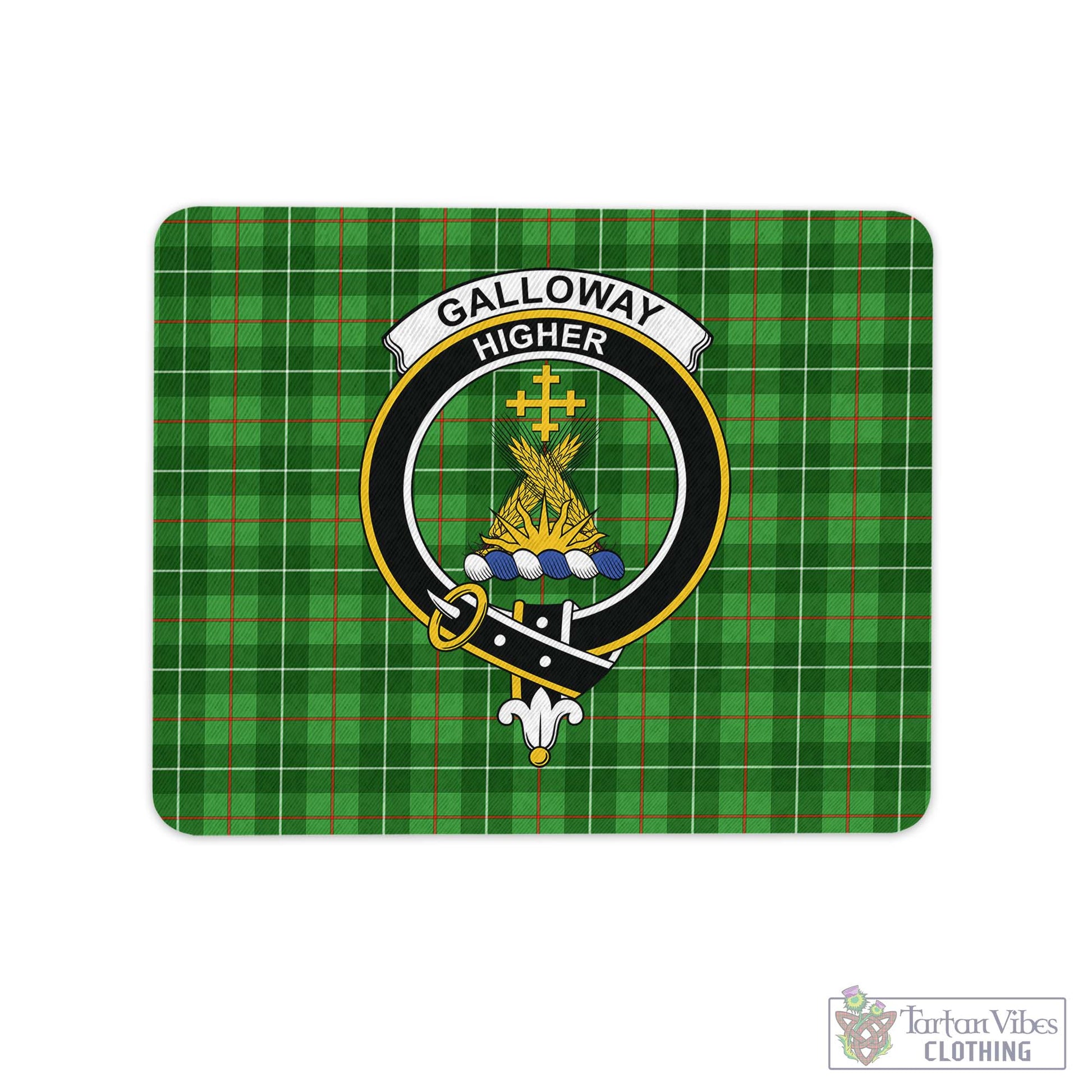 Tartan Vibes Clothing Galloway Tartan Mouse Pad with Family Crest