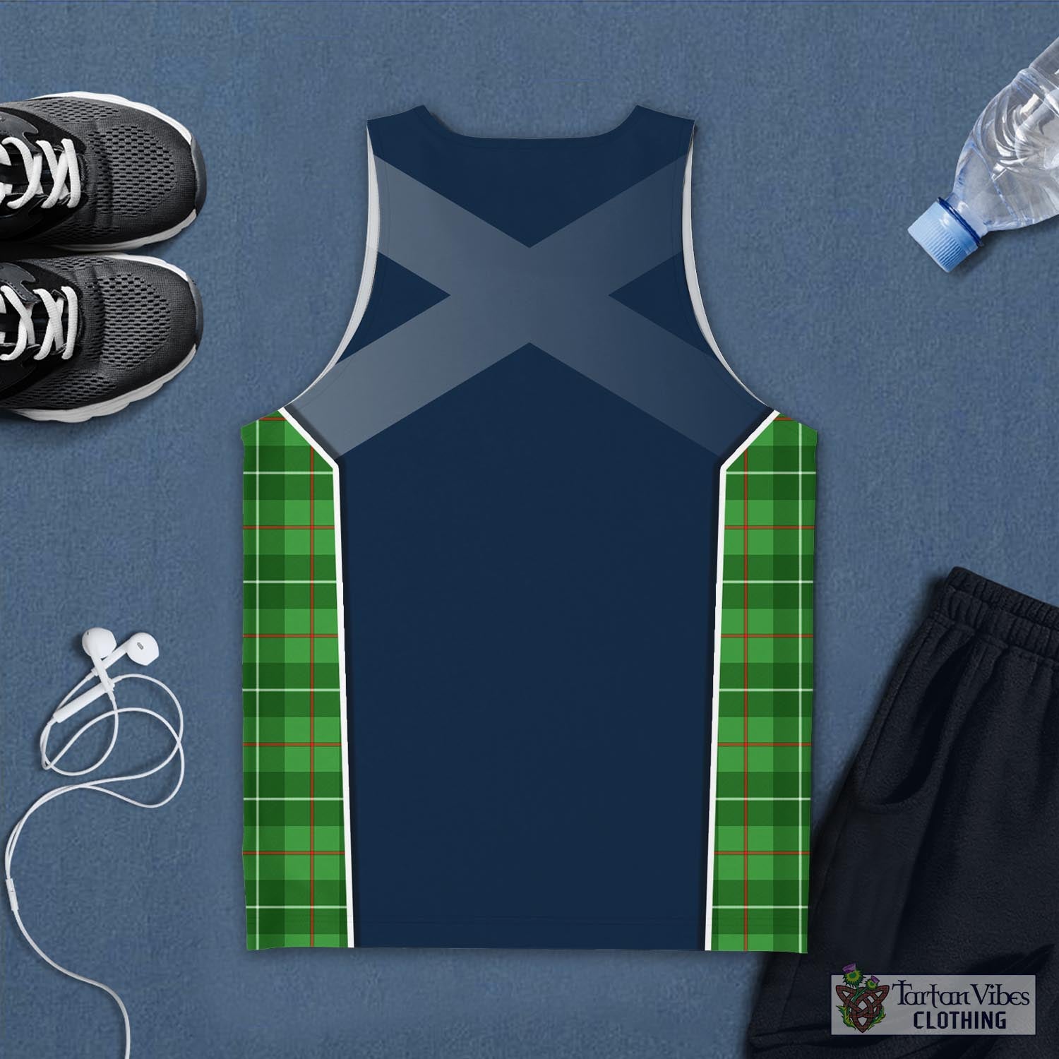 Tartan Vibes Clothing Galloway Tartan Men's Tanks Top with Family Crest and Scottish Thistle Vibes Sport Style