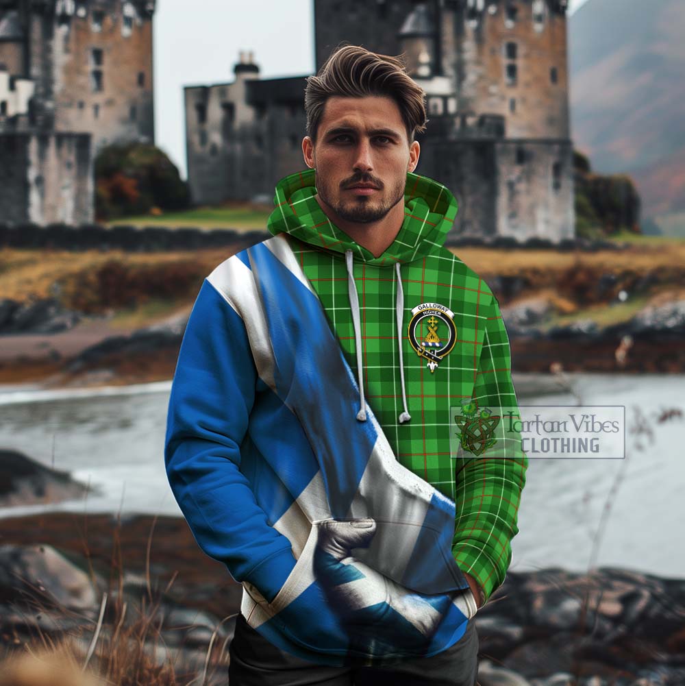 Tartan Vibes Clothing Galloway Tartan Cotton Hoodie with Family Crest Scotland Patriotic Style