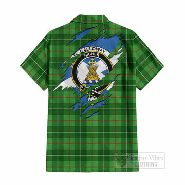 Galloway Clan Crest In Me Tartan Cotton Hawaiian Shirt Scotland Flag Style