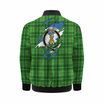 Galloway Clan Crest In Me Tartan Kid Bomber Jacket Scotland Flag Style