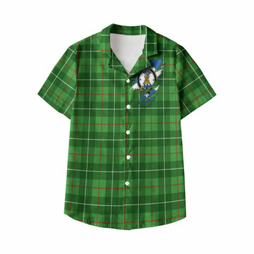 Galloway Clan Crest In Me Tartan Kid Hawaiian Shirt Scotland Flag Style