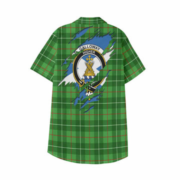 Galloway Clan Crest In Me Tartan Kid Hawaiian Shirt Scotland Flag Style
