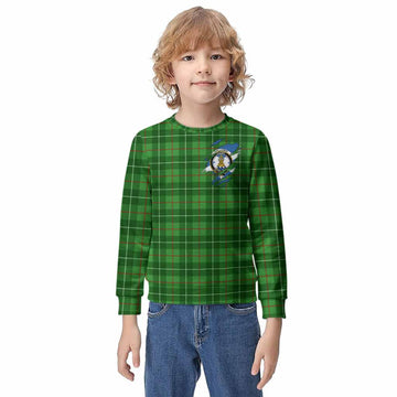Galloway Clan Crest In Me Tartan Kid Knitted Sweatshirt Scotland Flag Style
