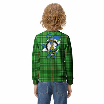 Galloway Clan Crest In Me Tartan Kid Knitted Sweatshirt Scotland Flag Style