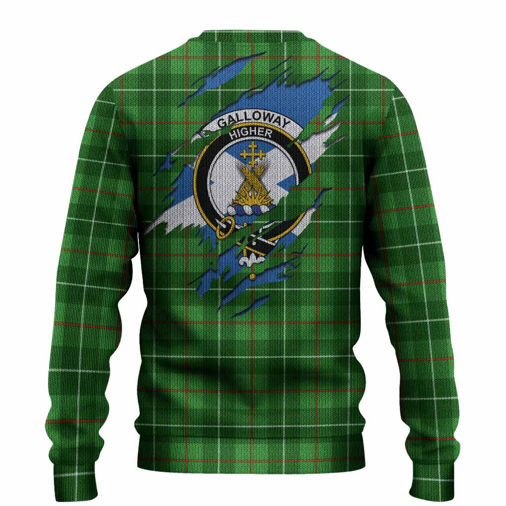 Galloway Clan Crest In Me Tartan Knitted Sweater Scotland Flag Style