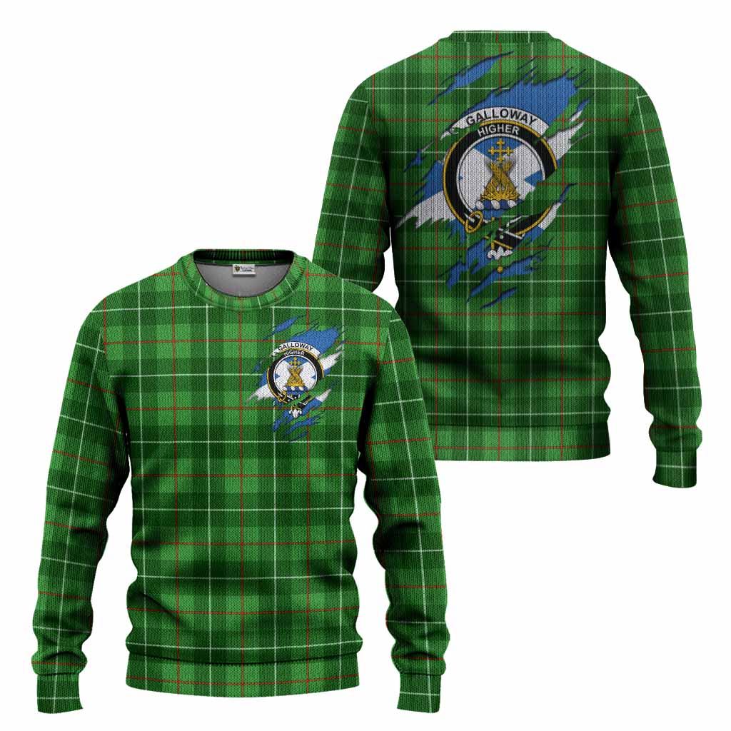 Galloway Clan Crest In Me Tartan Knitted Sweater Scotland Flag Style