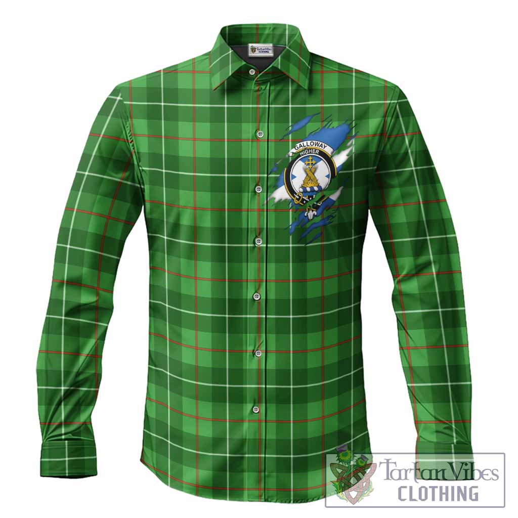 Galloway Clan Crest In Me Tartan Long Sleeve Button Shirts Scotland Flag Style