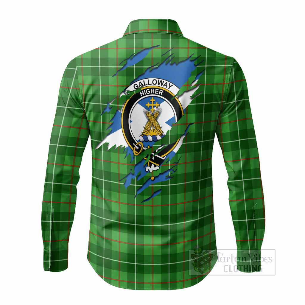 Galloway Clan Crest In Me Tartan Long Sleeve Button Shirts Scotland Flag Style