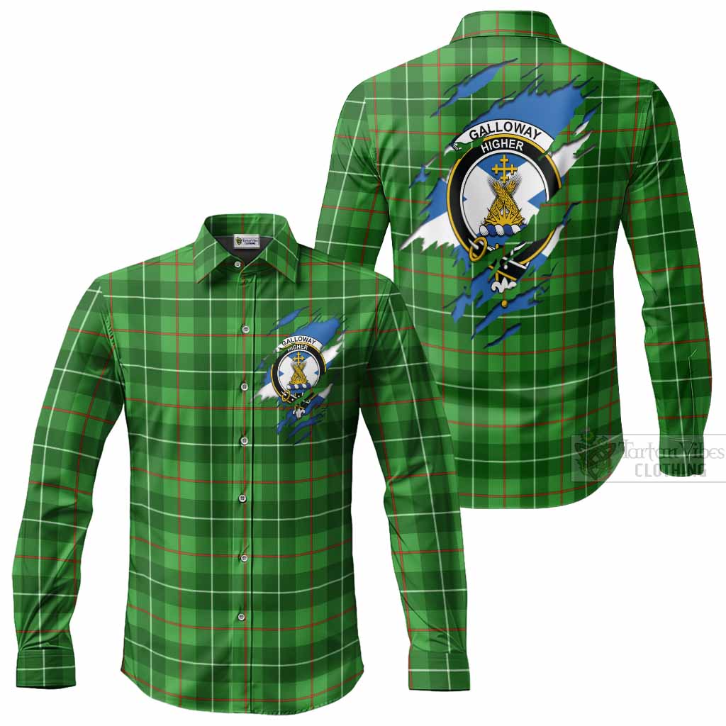 Galloway Clan Crest In Me Tartan Long Sleeve Button Shirts Scotland Flag Style