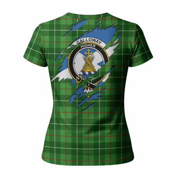 Galloway Clan Crest In Me Tartan Women T shirt Scotland Flag Style