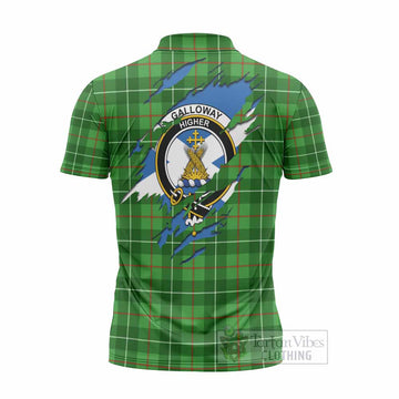 Galloway Clan Crest In Me Tartan Zipper Polo Shirt Scotland Flag Style