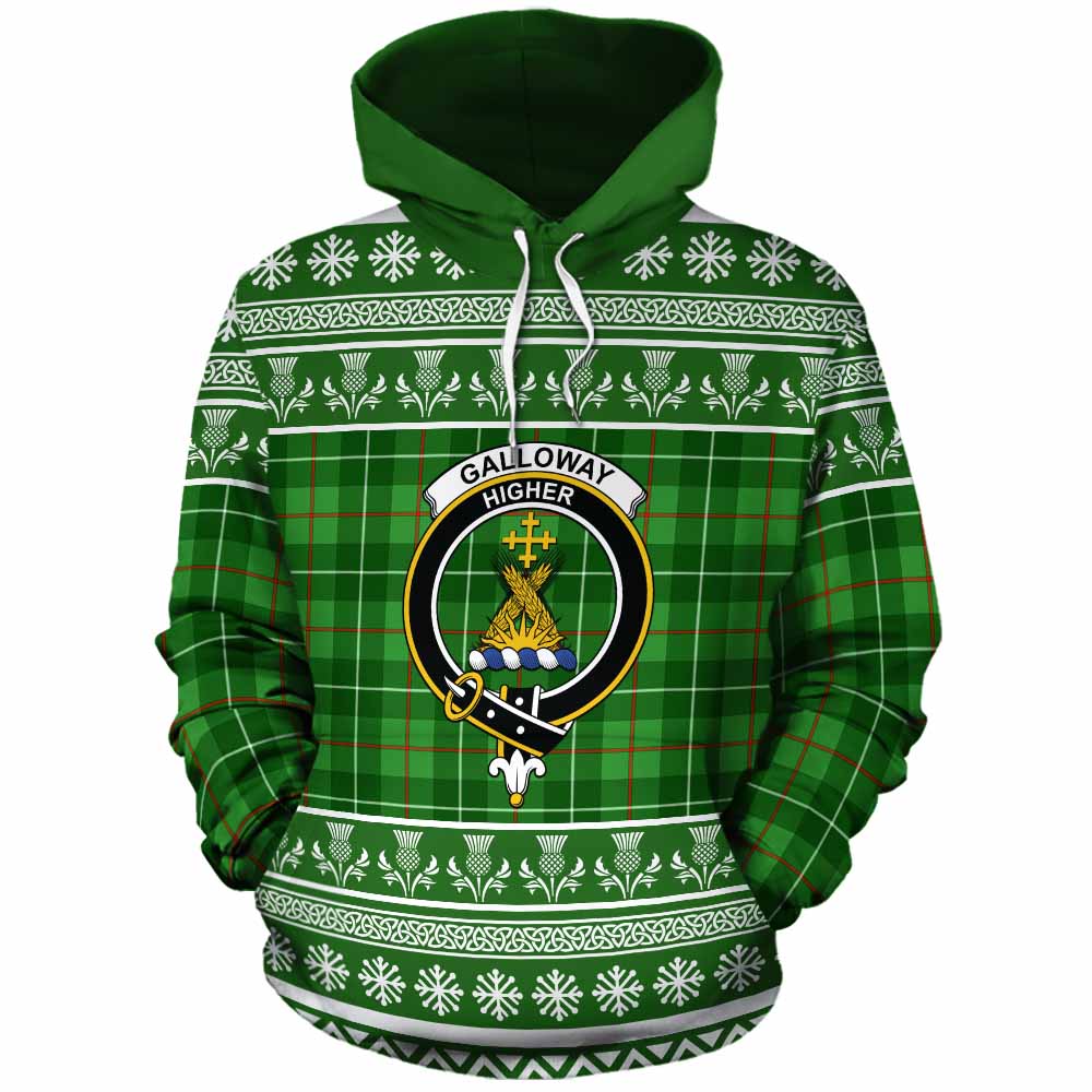 Galloway Clan Tartan Christmas Cotton Hoodie with Family Crest - Tartan Vibes Clothing