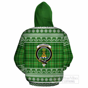 Galloway Clan Tartan Christmas Cotton Hoodie with Family Crest
