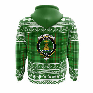 Galloway Clan Tartan Christmas Hoodie with Family Crest