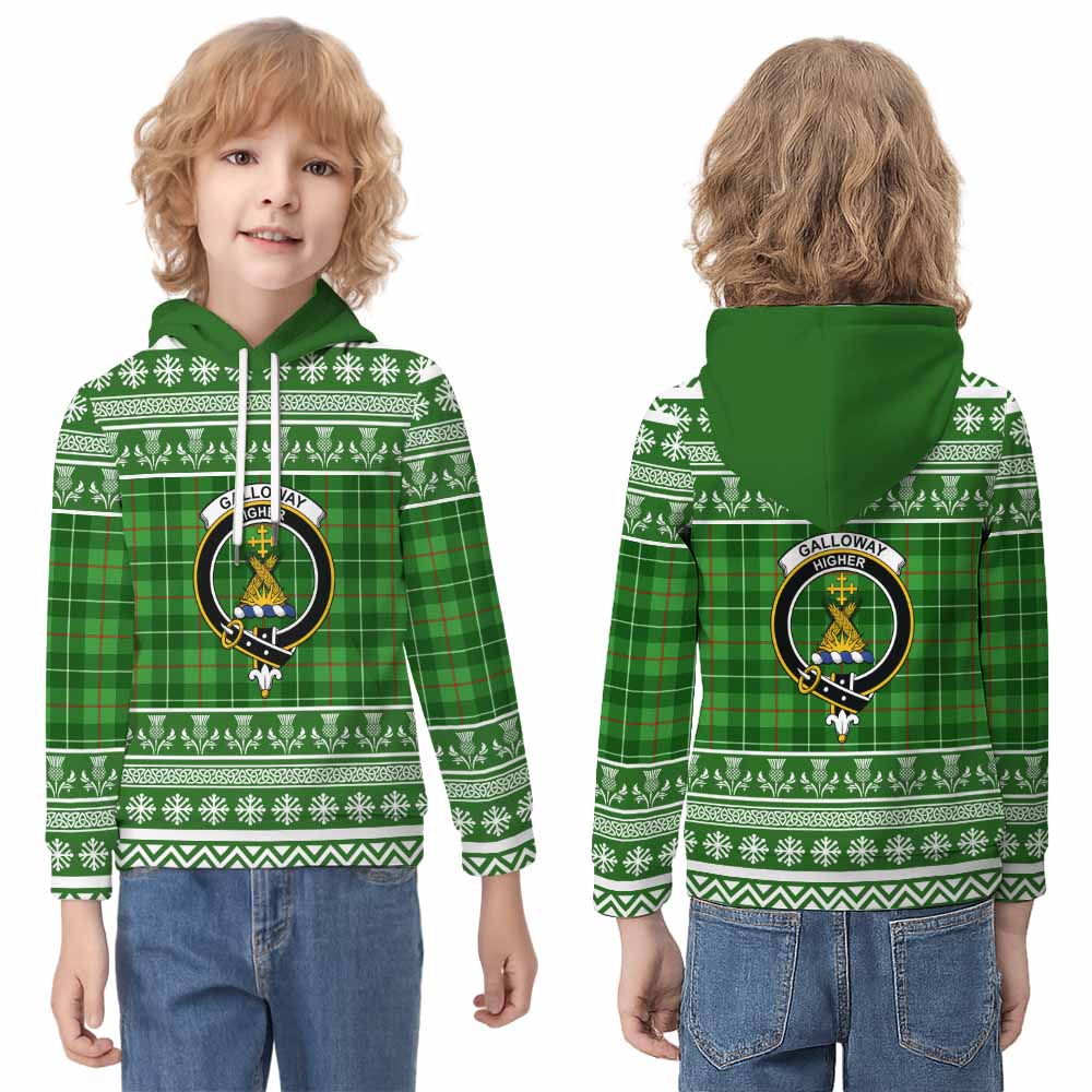 Galloway Clan Tartan Christmas Kid Hoodie with Family Crest - Tartan Vibes Clothing