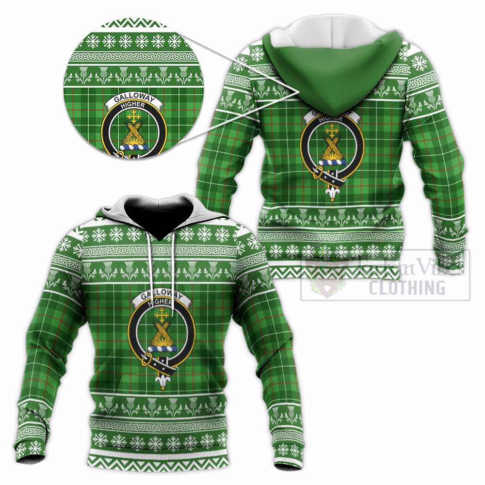 Galloway Clan Tartan Christmas Knitted Hoodie with Family Crest - Tartan Vibes Clothing