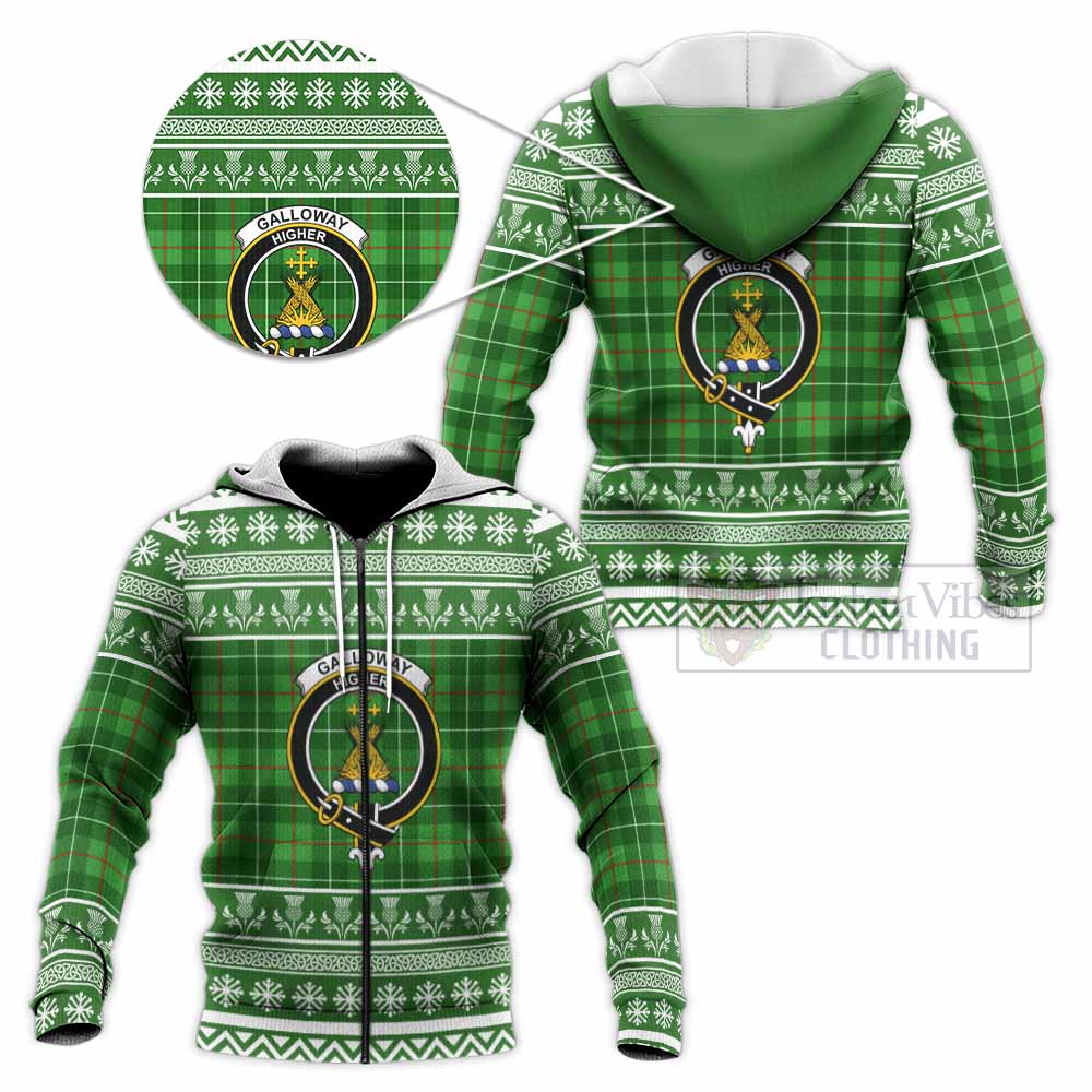 Galloway Clan Tartan Christmas Knitted Hoodie with Family Crest - Tartan Vibes Clothing