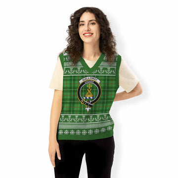 Galloway Clan Tartan Christmas Knitted V-Neck Vest with Family Crest