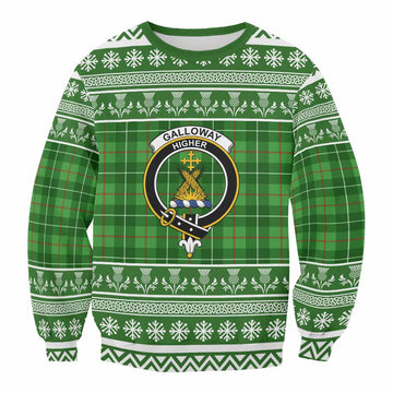 Galloway Clan Tartan Christmas Sweatshirt with Family Crest