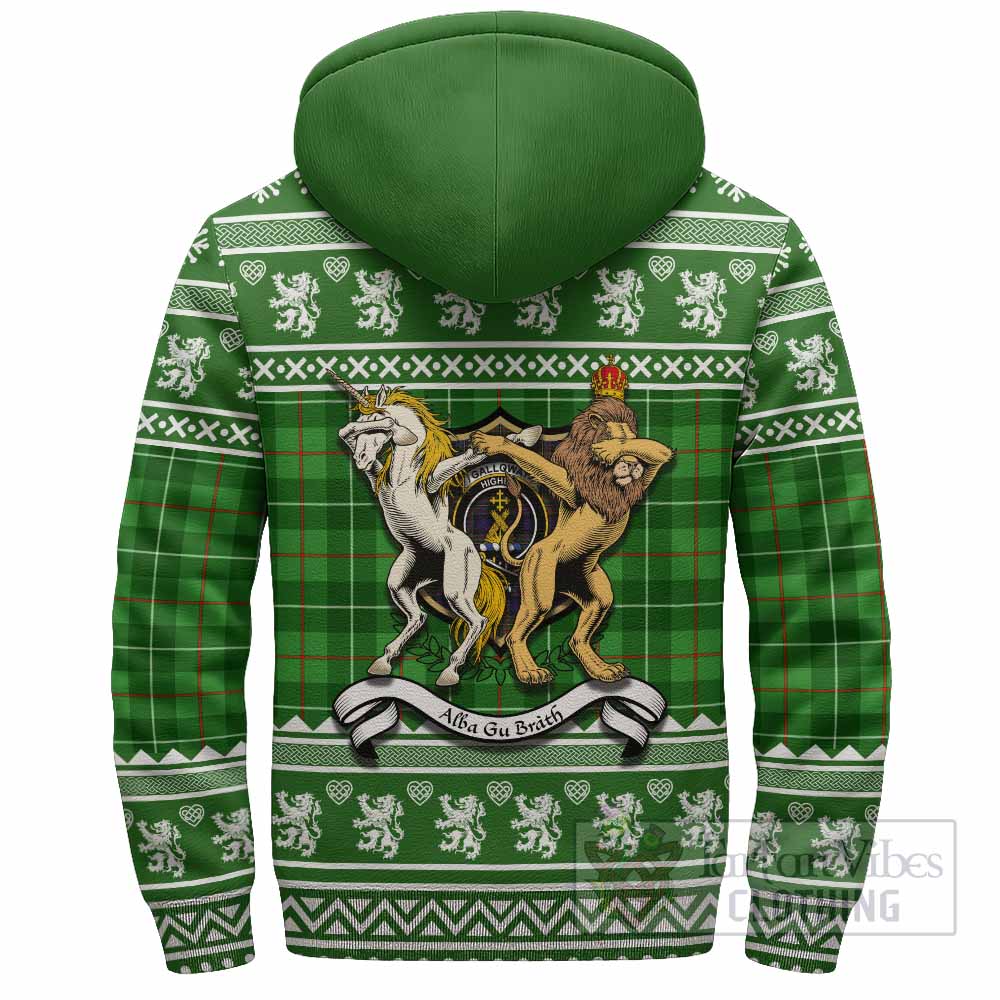 Galloway Clan Tartan Crest Christmas Fleece Hoodie Coat of Arms Funny Style - Tartan Vibes Clothing