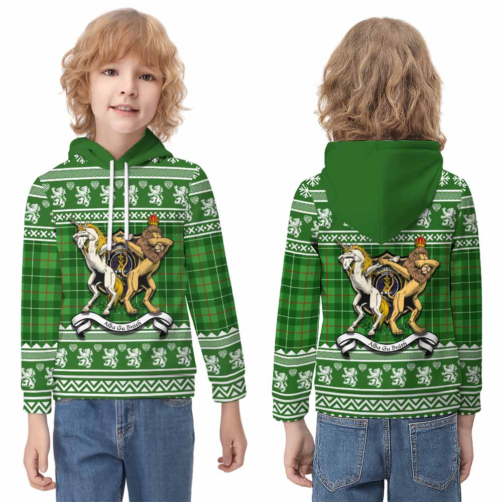 Galloway Clan Tartan Crest Christmas Kid Hoodie Coat of Arms Funny Style - Tartan Vibes Clothing