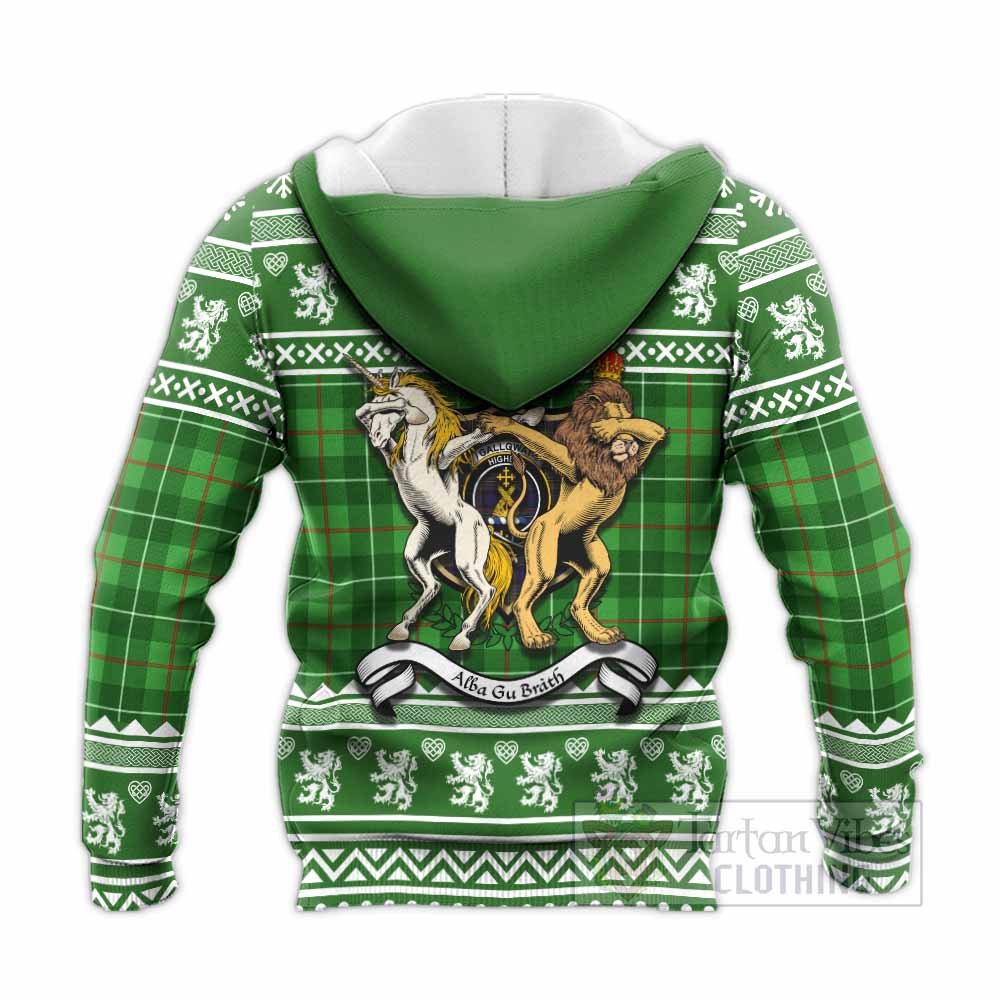 Galloway Clan Tartan Crest Christmas Knitted Hoodie Coat of Arms Funny Style - Tartan Vibes Clothing
