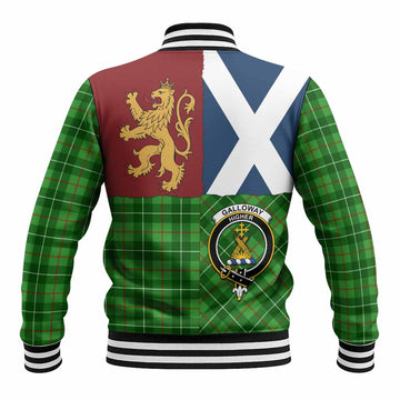 Galloway Crest Tartan Baseball Jacket with Lion Rampant Saltire Style