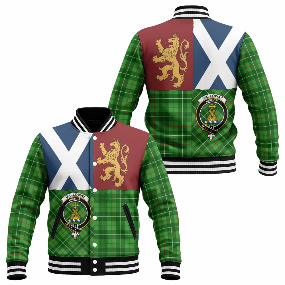 Galloway Crest Tartan Baseball Jacket with Lion Rampant Saltire Style