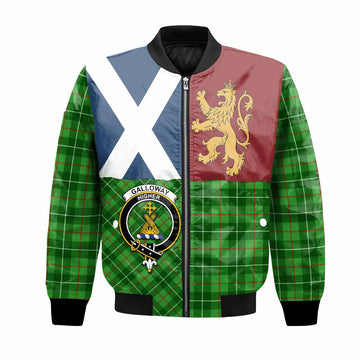 Galloway Crest Tartan Bomber Jacket with Lion Rampant Saltire Style