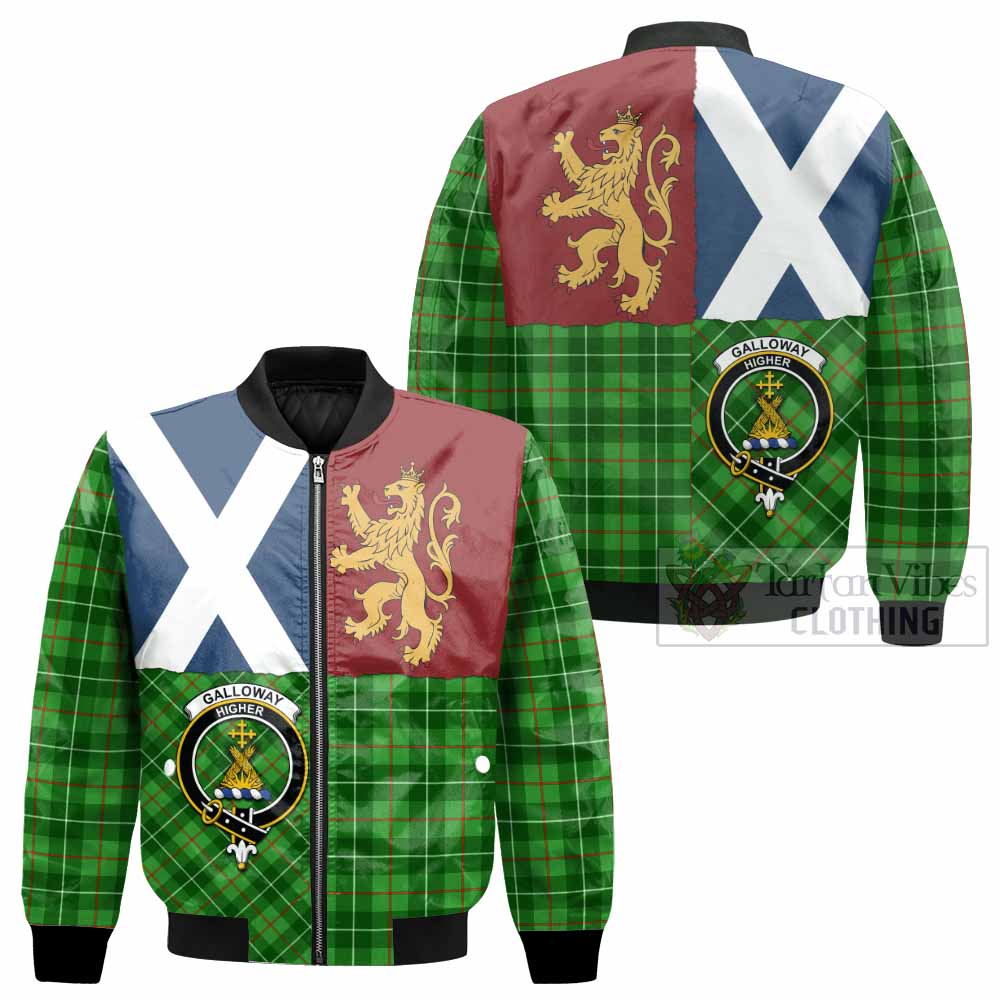 Galloway Crest Tartan Bomber Jacket with Lion Rampant Saltire Style