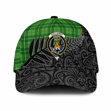 Galloway Crest Tartan Classic Cap with New Zealand Silver Fern Half Style