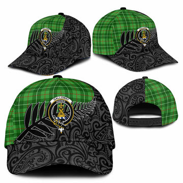 Galloway Crest Tartan Classic Cap with New Zealand Silver Fern Half Style