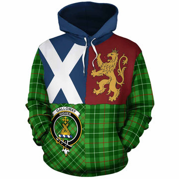 Galloway Crest Tartan Cotton Hoodie with Lion Rampant Saltire Style