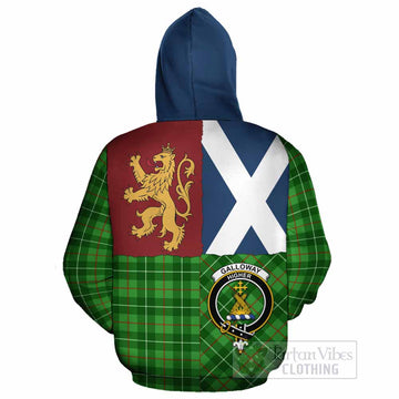 Galloway Crest Tartan Cotton Hoodie with Lion Rampant Saltire Style