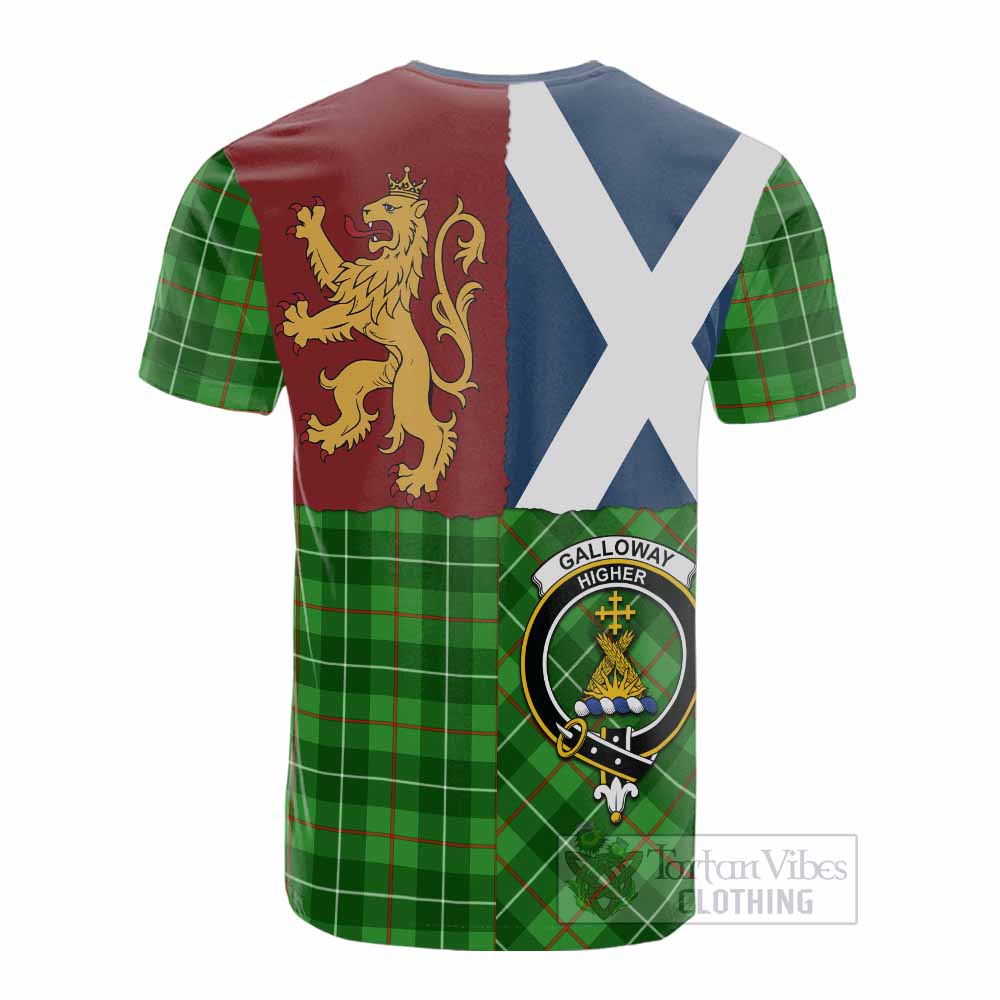 Galloway Crest Tartan Cotton T-shirt with Lion Rampant Saltire Style - Tartan Vibes Clothing