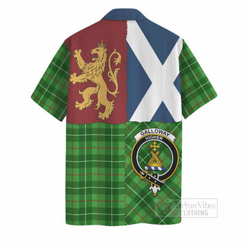 Galloway Crest Tartan Hawaiian Shirt with Lion Rampant Saltire Style